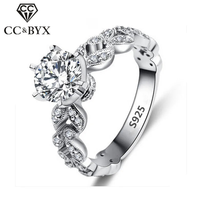 Wedding Engagement Rings For Women 1.5 Carat Zirconia White Gold Color Fashion Jewelry