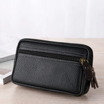 Man Multi-Function Mini Waist Bag PU Leather Double Layer Zipper Phone Card Bag Men's Packs Belt Messager Shoulder Bags