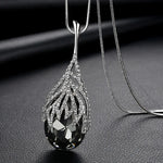 Long Necklaces for Women Fashion Gray Crystal Choker Collier Statement Pendants Accessories