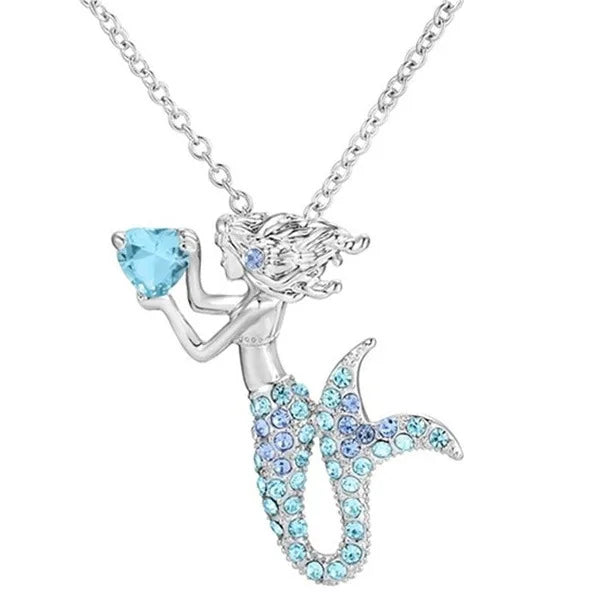 Necklaces for Women Jewelry Mermaid Tail Full Blue Purple White Crystal Clavicle Chain Pendant Birthday Gift