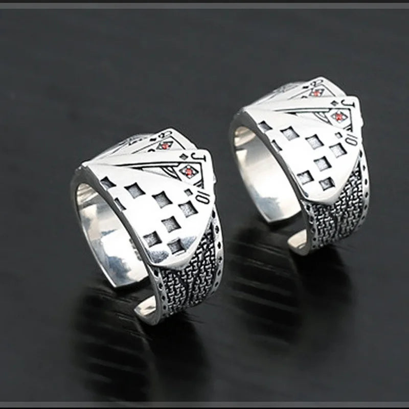 Punk Poker Rings for Women Men Funny Goth Hip Hop Fashion Couple Gift Jewelry