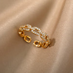 Classic Zircon Twist Chain Rings For Women Stainless Steel  Elegant Couple Ring Wedding Jewelry Gift