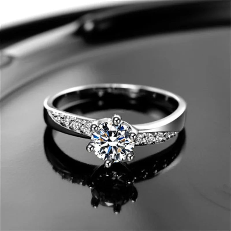 Fashion Rings For Women White Zircon Cubic Elegant Rings Female Wedding Jewerly Crystal Ring 6/7/8/9/10 Size