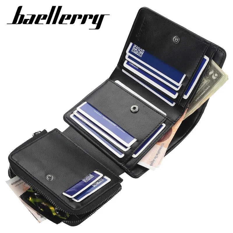New Leather Men Wallets High Quality Zipper Short Design Card Holder Purse Vintage Coin Holder Men Wallets