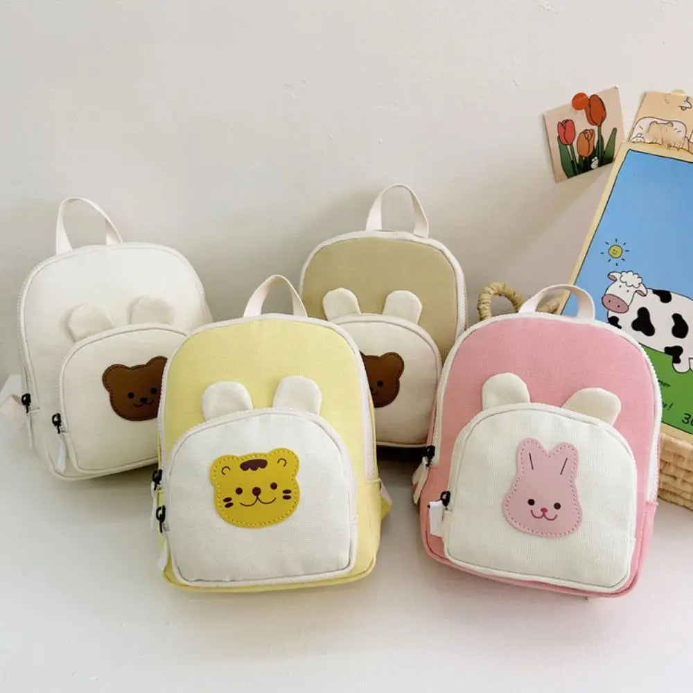 Cute Korean Kindergarten Schoolbag Canvas Cartoon Bear Children's Handbags.