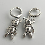 925 Sterling Silver Geometric Retro Bear Earrings for Women