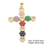 Religious Talisman Jewelry Accessories Handmade 18K Real Gold Plated Cz Paved Catholic Christian Cross