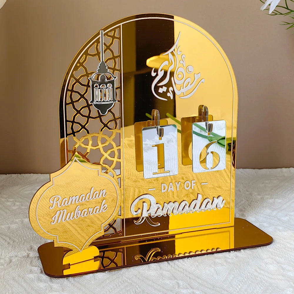 Acrylic Ramadan Countdown Calendar with Base Mubarak Islam Advent Gifts Ramadan Home Desktop Decora Countdown Numbers Calendar