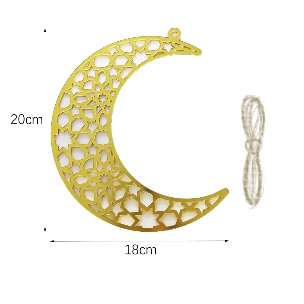 Ramadan Hanging Decoration Acrylic Eid Mubarak Moon Star Lantern