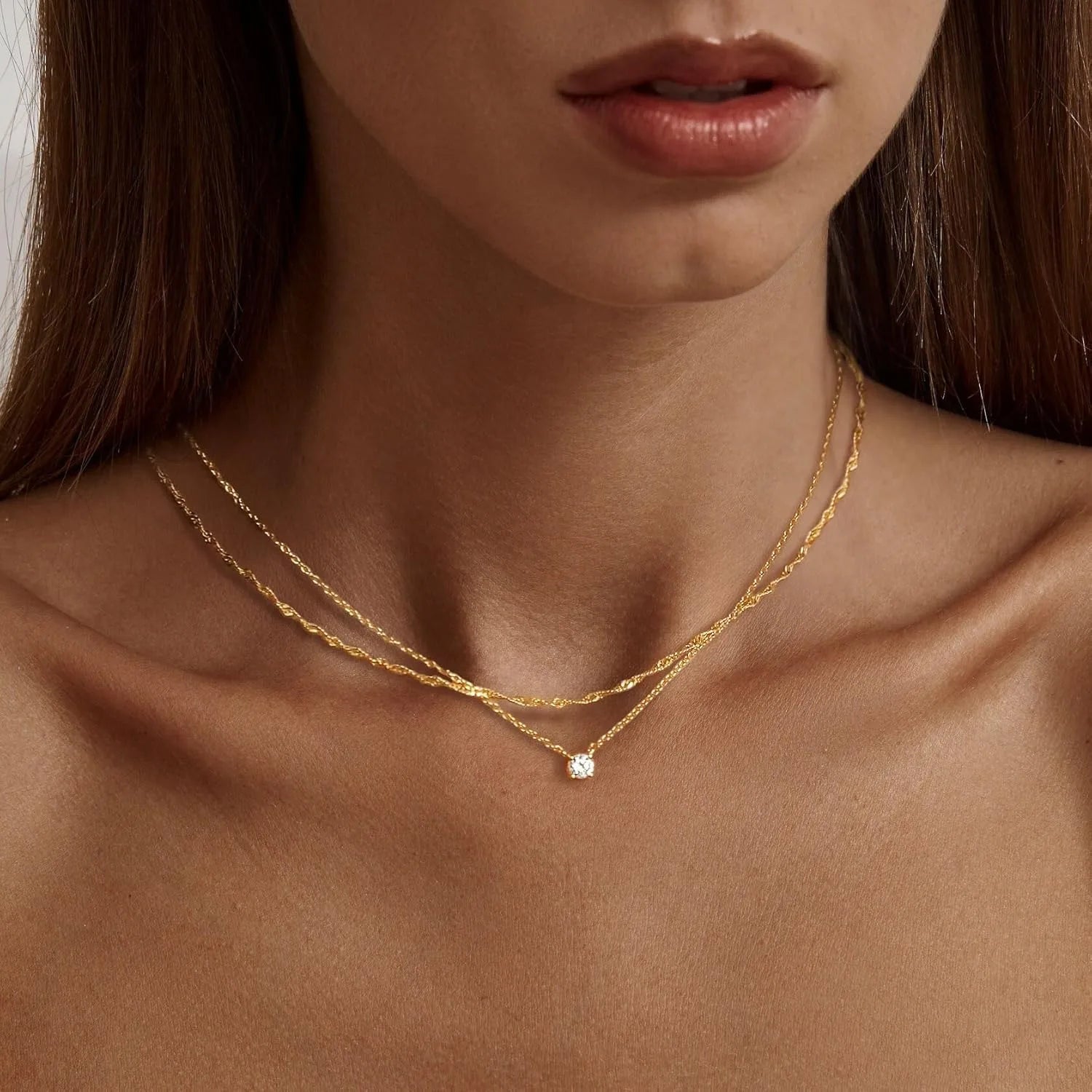 Diamond Necklaces for Women K Gold/Sterling Silver Choker Necklace Simple Gold Plated Jewelry for Women Gifts