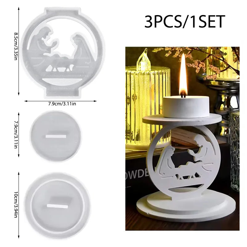 ‌Ramadan Candle Holder Silicone Mold Eid-Al-Fitr Ornament Gypsum Mould