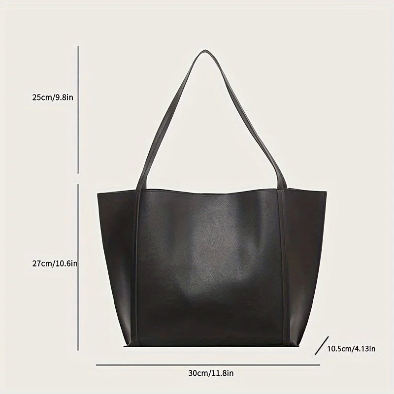 Fashionable black handbag - large capacity, lightweight and easy to carry.