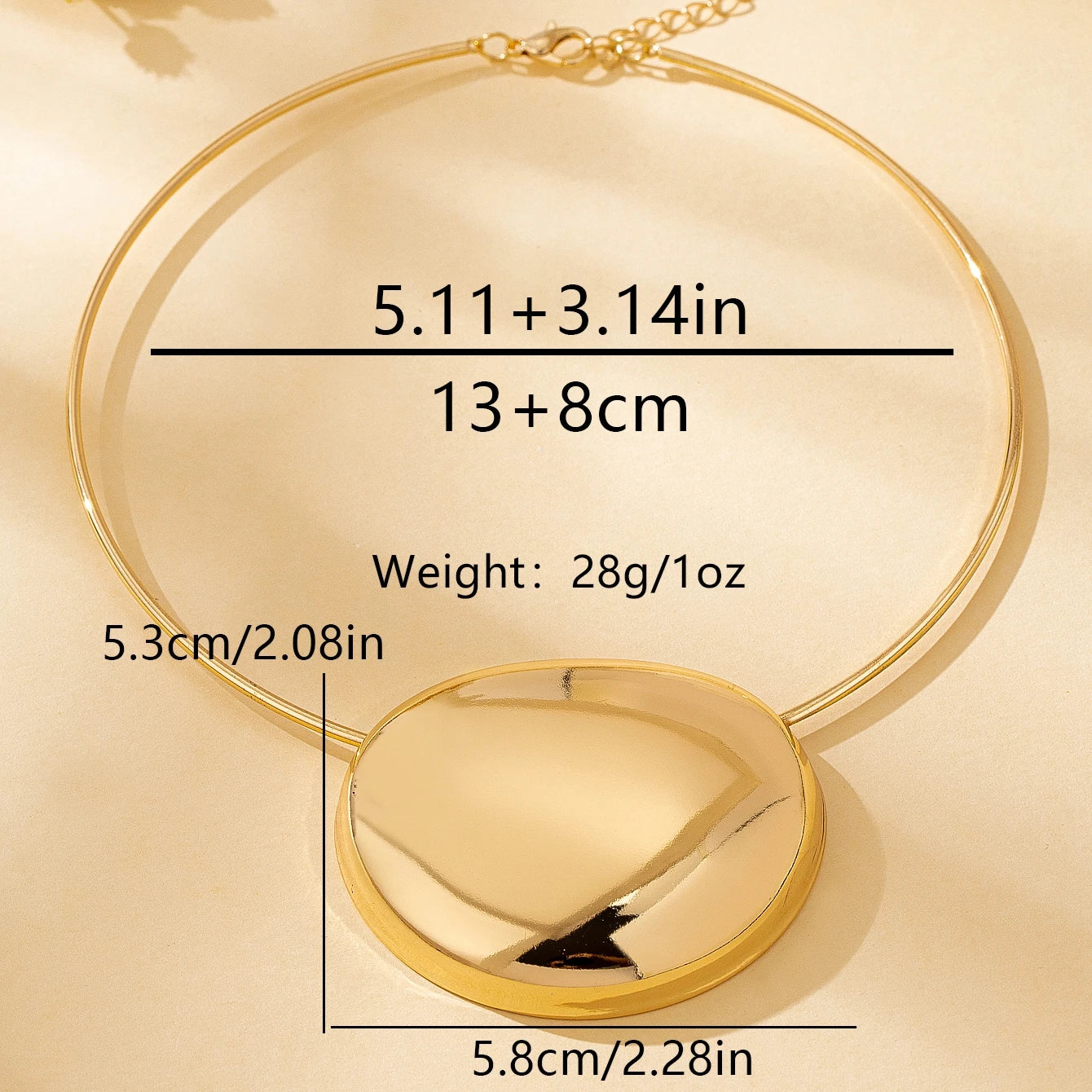 Women's Necklace, Smooth Geometric Exaggerated Fashion Minimalist, Suitable for Daily and Vacation Wear