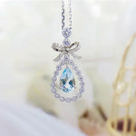 Necklaces for Women Romantic Bow with Water Drop Cubic Zirconia