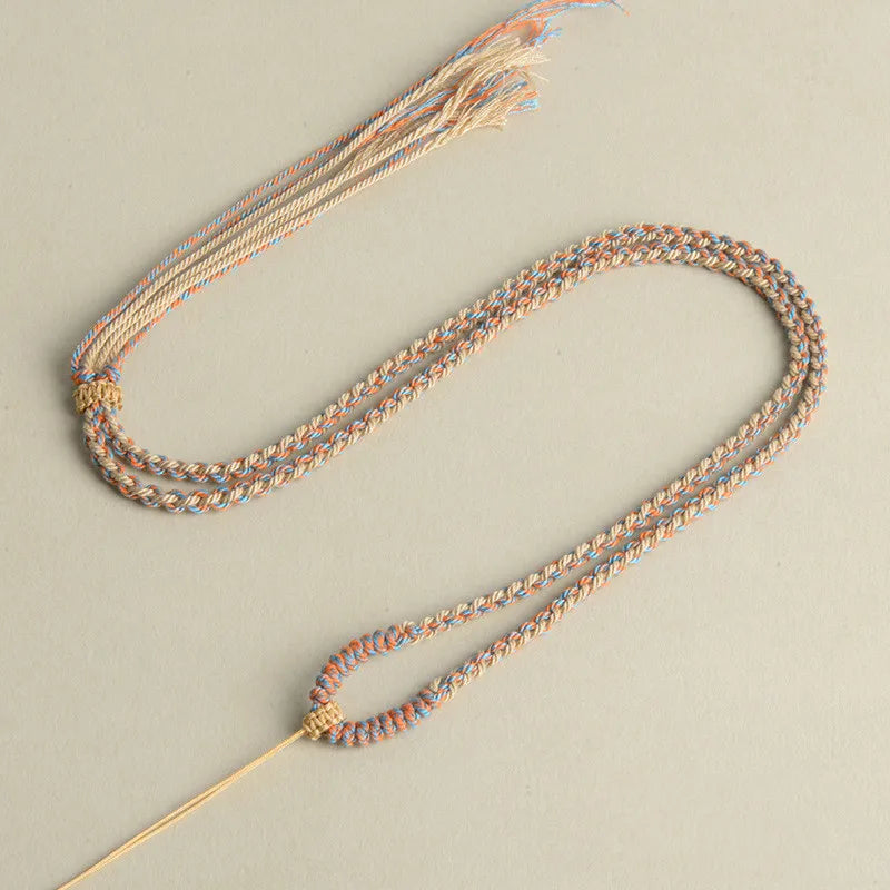 Necklaces for Women Cotton Chain Colorful Pendant Hand Knitted Jewelry on the Neck Retro Long Necklace Premium Couple Pendants