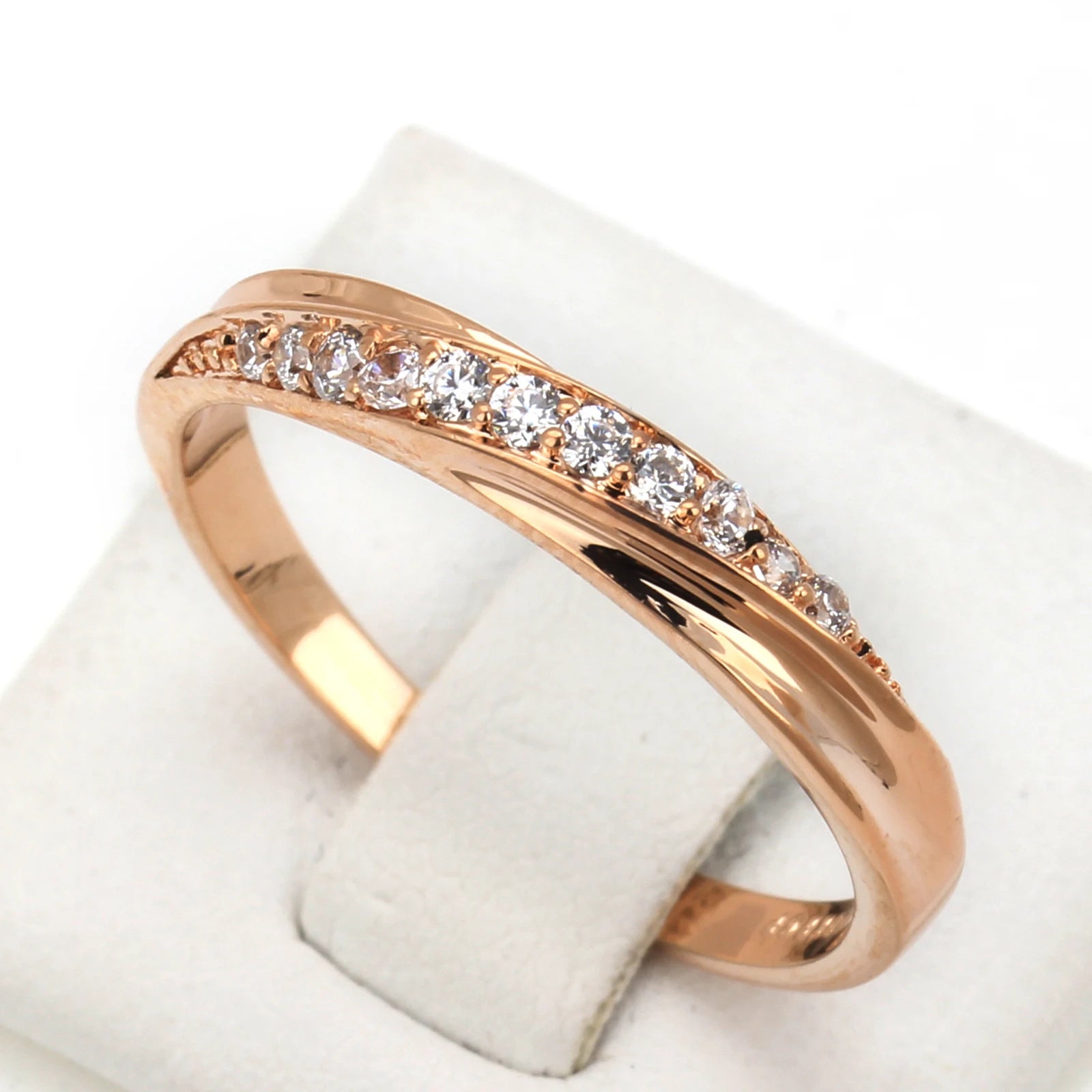 Rings For Women Engagement Wedding Promise Fashion Jewellry Simple Rose Gold Color Zirconia Jewelry