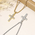 Cross Necklace for Men Gold Necklace for Women Cross Jewelry Silver Plated Solid Iced Cubic Zirconia Stainless Steel Pendant