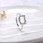 Cat Rings for Women Simple White Zircon Elegant Adjustable Rings Cute Animal Fashion Jewelry