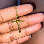 Cross Necklace 18K Gold Plated Religious Pendant Unisex Church Jewelry Gift