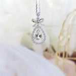 Necklaces for Women Romantic Bow with Water Drop Cubic Zirconia