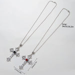 Crystal Big Cross Pendant Necklaces for Women Men Gothic Irregular Cross Clavicle Chain Necklaces Aesthetic Jewelry
