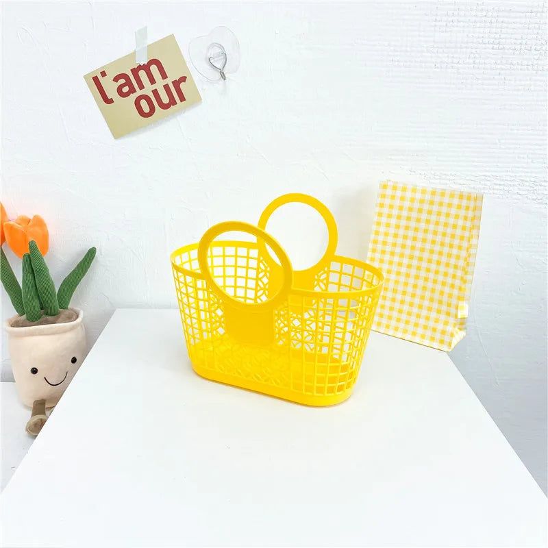 Summer Fashion Children's Beach Handbag Cute Baby Girls Plastic Hand Carrying Tote Bag.