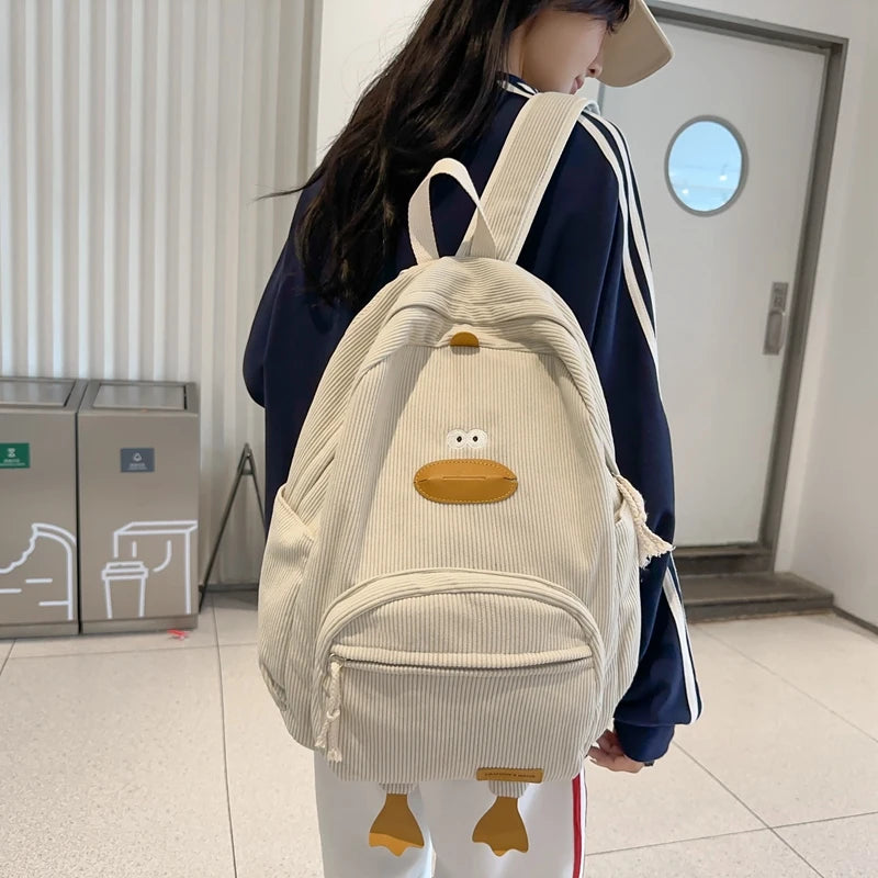 Cartoon Duck Kids Backpack Bag for Girls Boys Canvas Primary Student Children School Bags.