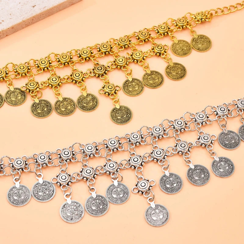 Vintage Coin Women Necklace Tassel Bohemian Ethnic Charms Chains Chokers Necklaces Statement Gypsy Turkish Feminina