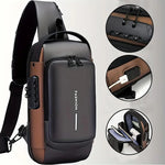 Men's anti-theft chest bag, fashionable motorcycle and casual sports sloping backpack.