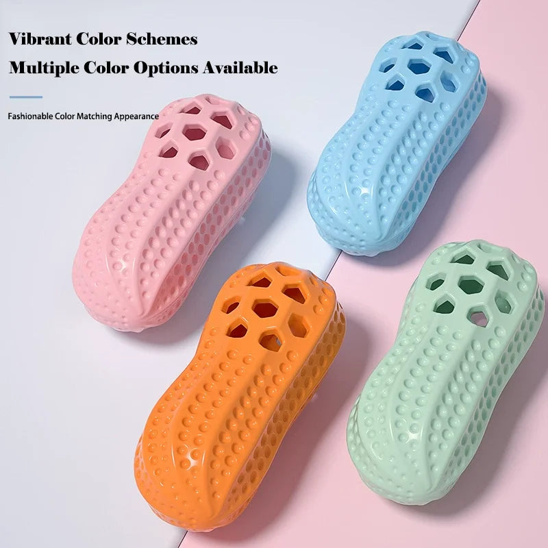 Pet Toy Sound Making Peanut Shape TPR Dog Toy with Food Dispensing Feature Durable Chew Resistant Teeth Grinding Simulation Toy