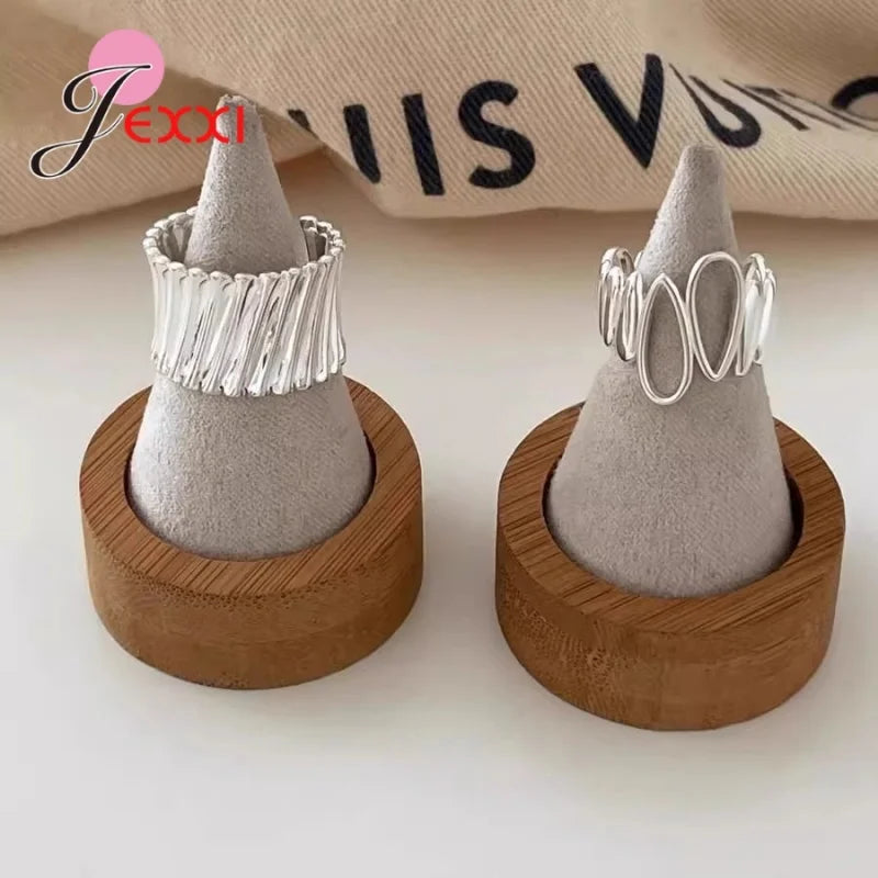 Rings for Women Couple 925 Sterling Silver Minimalist Handmade Simple Wide Interware Ring