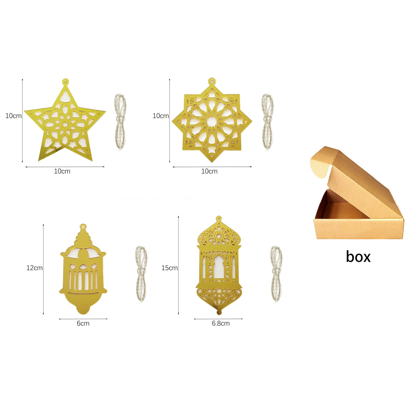 Ramadan Hanging Decoration Acrylic Eid Mubarak Moon Star Lantern