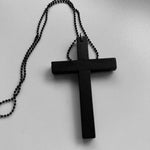 New Gothic Cool Y2K Wood Cross Pendants Necklaces Unisex Charm Chain Choker Necklace Fashion Jewelry
