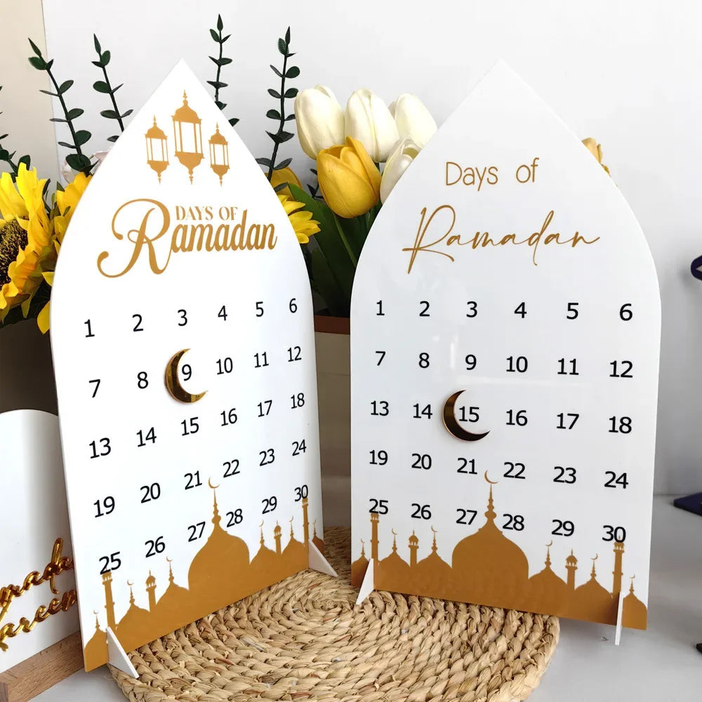 Acrylic Ramadan Advent Countdown Calendar Ramadan Decorations for Home Eid Mubarak Table Decor 30 Days Countdown Calendar