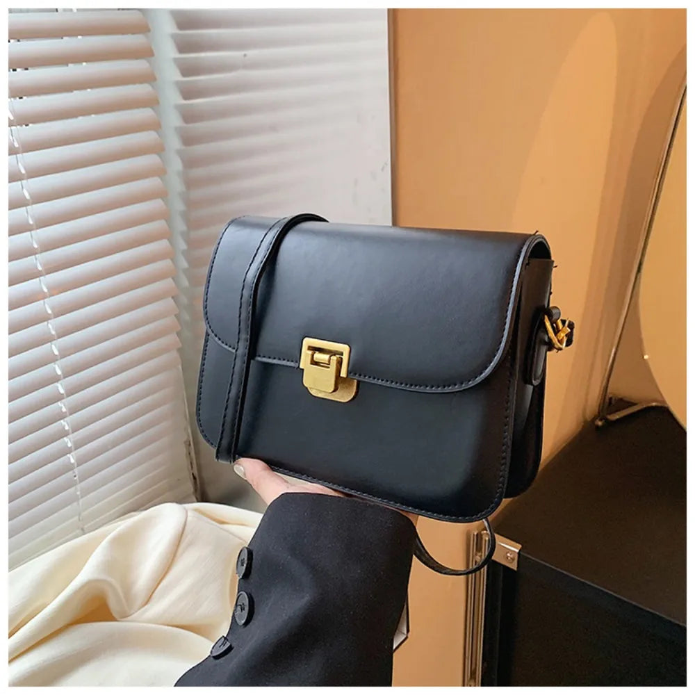 Fashion PU Leather Women Crossbody Bags Black White Khaki Brown Waterproof Korean Shoulder Bag.