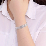 925 Sterling Silver Bracelet for Women, Exquisite and Stylish Woven Chain, Wedding Party, Christmas Gift Jewelry