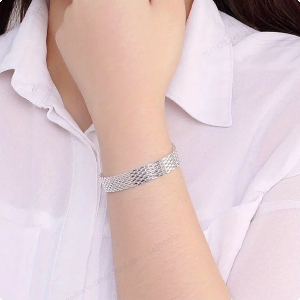 925 Sterling Silver Bracelet for Women, Exquisite and Stylish Woven Chain, Wedding Party, Christmas Gift Jewelry