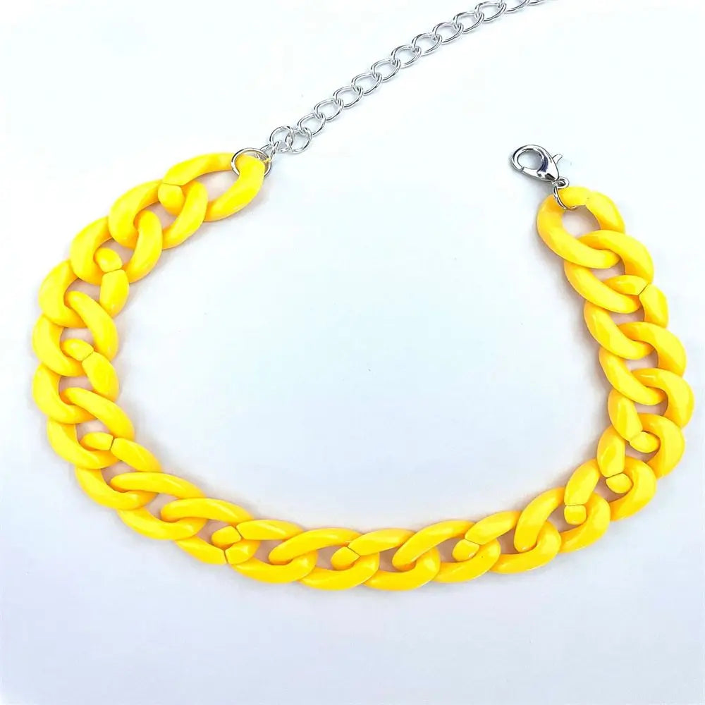 Women's Neck Chain Fashion Colorful Acrylic Thick Necklace For Women Men Bohemian Plastic Choker Collar Jewelry Gifts