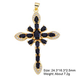 Religious Talisman Jewelry Accessories Handmade 18K Real Gold Plated Cz Paved Catholic Christian Cross