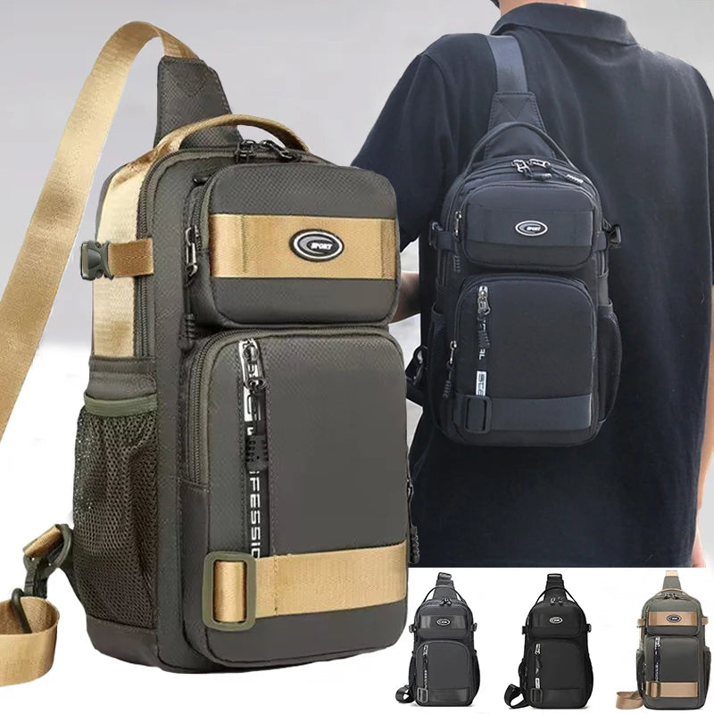 Riding backpack for men, chest bag, casual single shoulder bag, lightweight and large-capacity crossbody bag