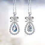Necklaces for Women Romantic Bow with Water Drop Cubic Zirconia