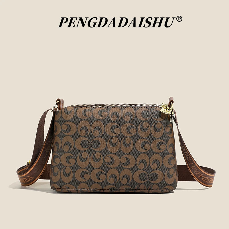 New women's handbag, trendy fashion, retro letter print, top-handle and shoulder bag.