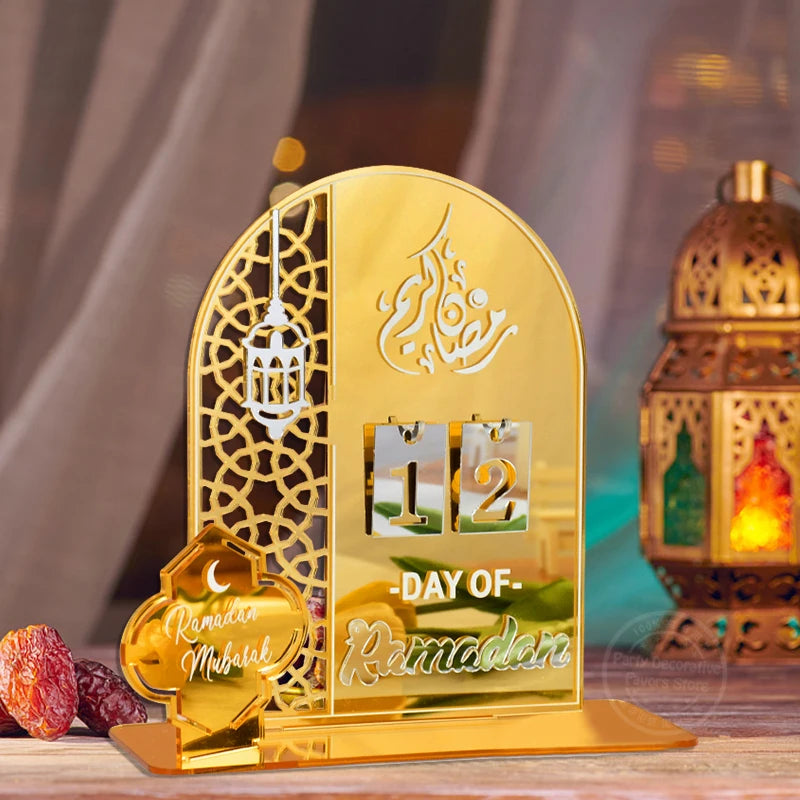 Acrylic Ramadan Countdown Calendar Gifts Day of Ramadan Calendar with Replacing Number 2026 Eid Mubarak Home Decoration Ornament
