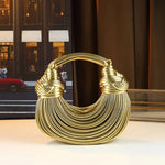 Handbags for Women 2026 New Gold Luxury Designer Brand Handwoven Noodle Bag.