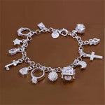 Bracelet European and American Silver Fashion Thirteen Pendant Bracelet Women's Multi-Element Jewelry Simple Style Bracelet
