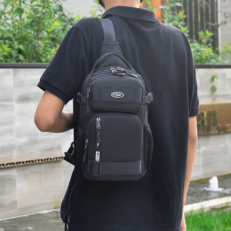 Riding backpack for men, chest bag, casual single shoulder bag, lightweight and large-capacity crossbody bag