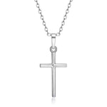 Fashion Christian Jesus Cross Necklaces Silver Color Long Chain Simple Pendants For Women Men