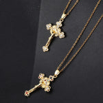 Jesus Cross Necklace for Women Men Retro Copper Zircon Colorful Cross Virgin Mary Pendants Jewelry