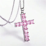 New Fashion Necklaces Female Pendants Gold Multi Color Crystal Jesus Cross Pendant For Women