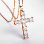 New Fashion Necklaces Female Pendants Gold Multi Color Crystal Jesus Cross Pendant For Women